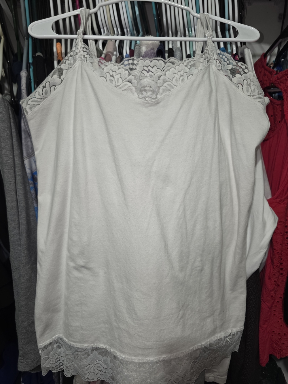 torrid White Lace Trim Camisole with  Adjustable Spaghetti Straps